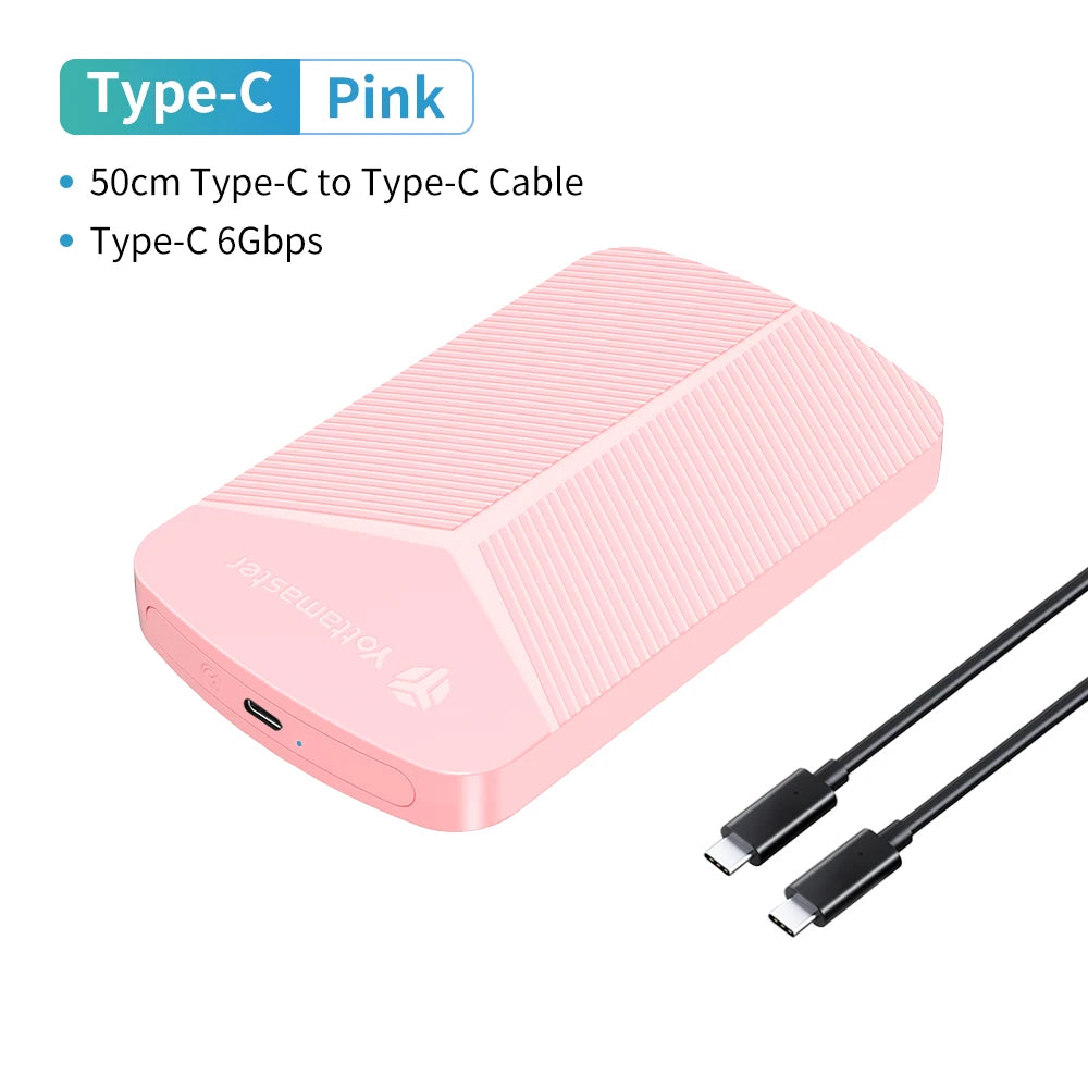 Yottamaster 2.5 Inch HDD Case External SSD Hard Drive Case SATA to USB 3.0 HDD Enclosure for PC Laptop 6Gbps Storage Case Type C