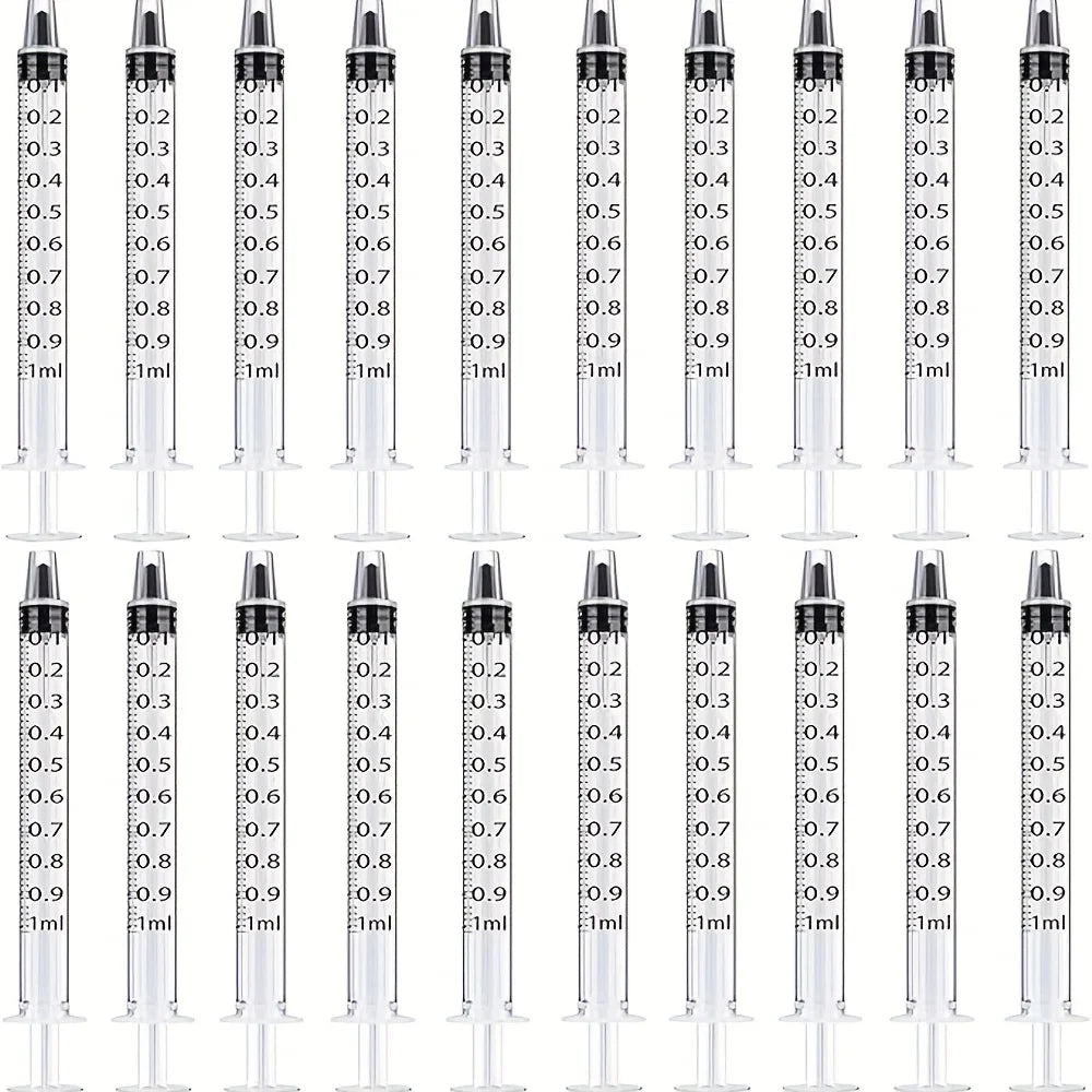 1ml 1cc Syringe No Needle Plastic Injector with Cap, Suitable for Pet Oral, Supplement, Oil or Glue Applicator, for Measuring or