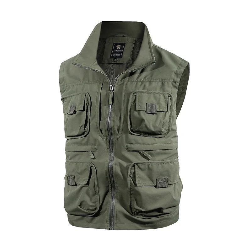 Multifunctional Workwear Vest Men Outdoor Zipper Multi Pocket Workwear Sleeveless Jackets Spring Autumn Breathable Sports Vests