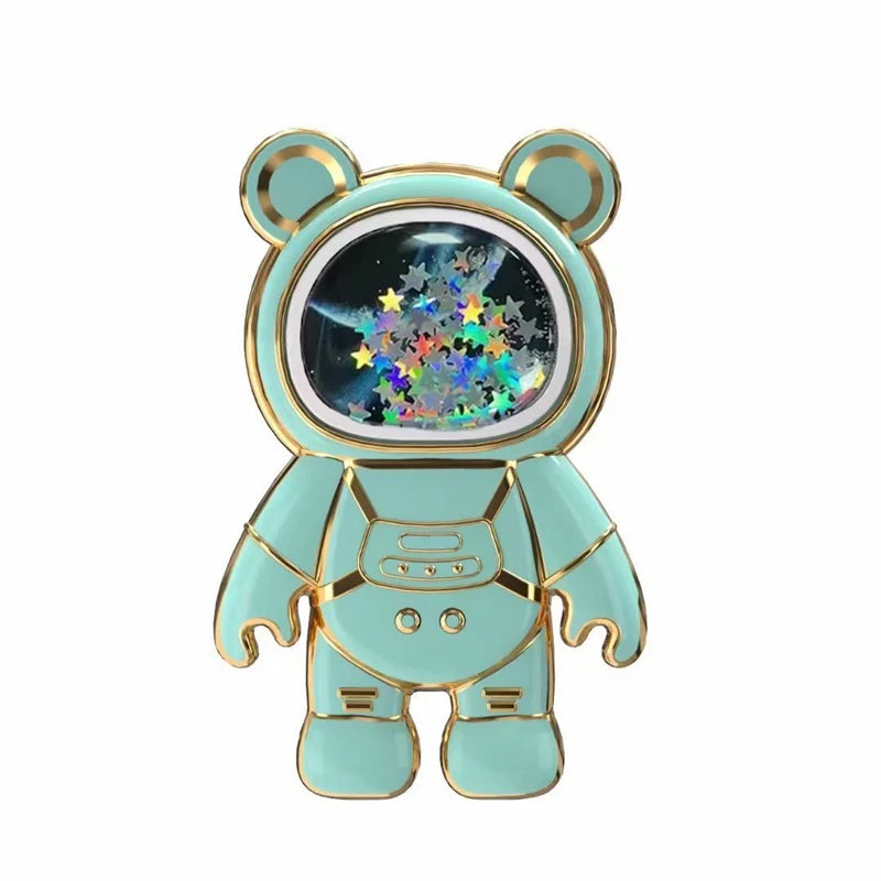 Quicksand Space Bear Phone Stand Holder For Samsung XIAOMI HUAWEI iPhone OPPO Case Cartoon Mobile Phone Sticker Holder Bracket