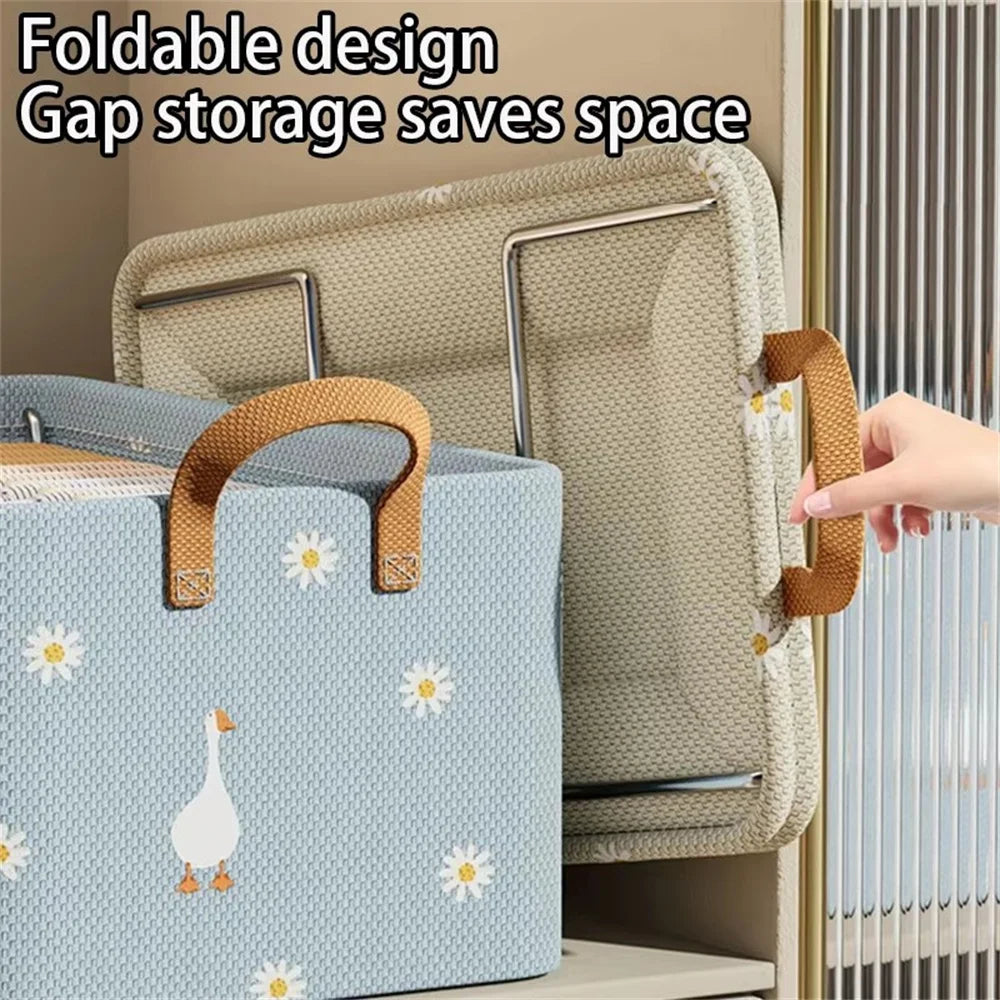 Household Organizer Foldable Clothes and Miscellaneous Items Storage Box with Steel Frame Wardrobe Organization and Storage