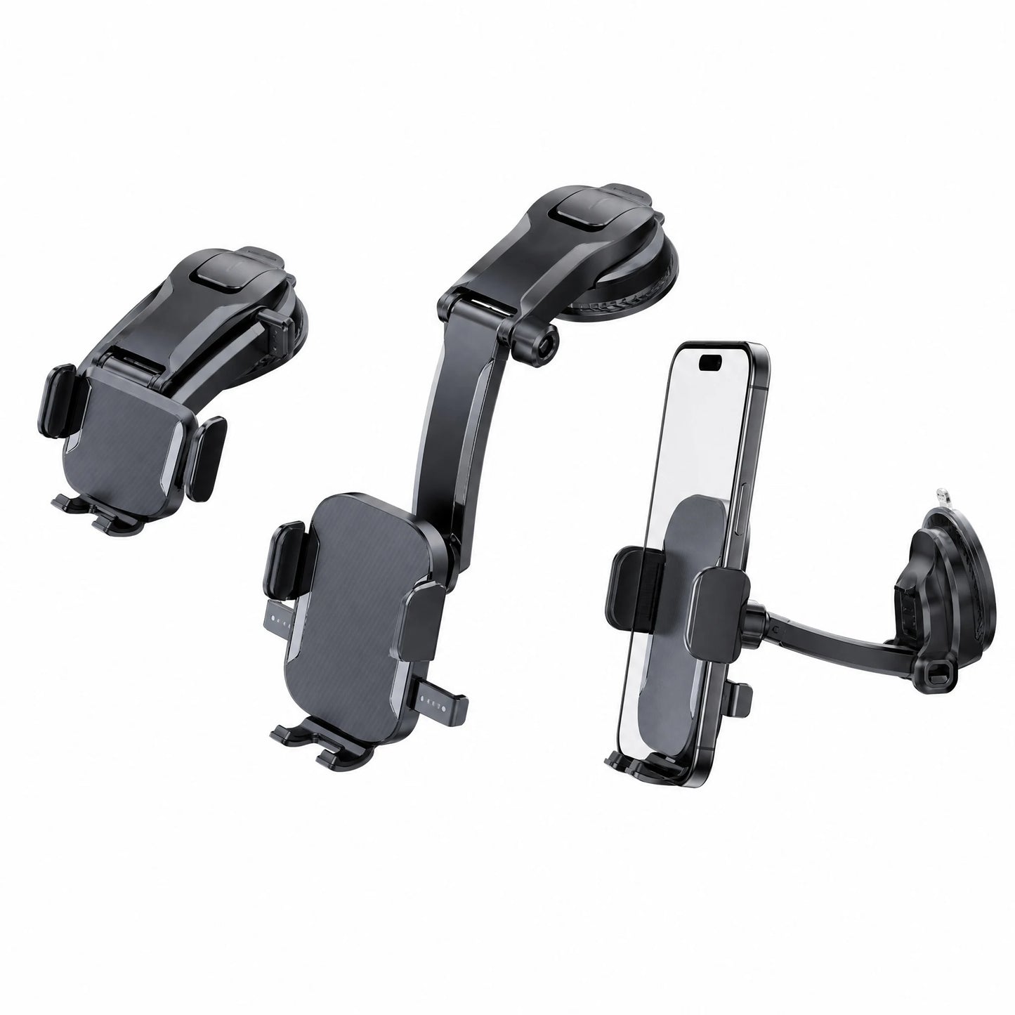 Car Phone Holder 360 Degree Rotation Dashboard Windshield Mount Universal Phone Stand Folding Car Bracket No Blocking Display Charging Port GPS Navigation