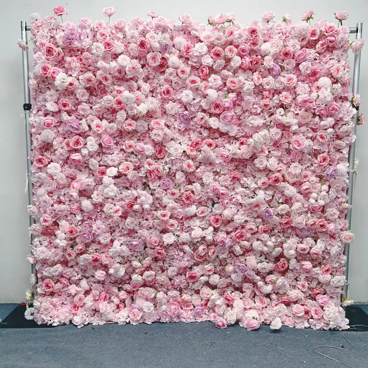 8ft/3.2ft Pink Flower Wall Artificial Silk Rose Backdrop For Wedding Decor Party 5D Floral Wall Roll Up Hanging Event Props