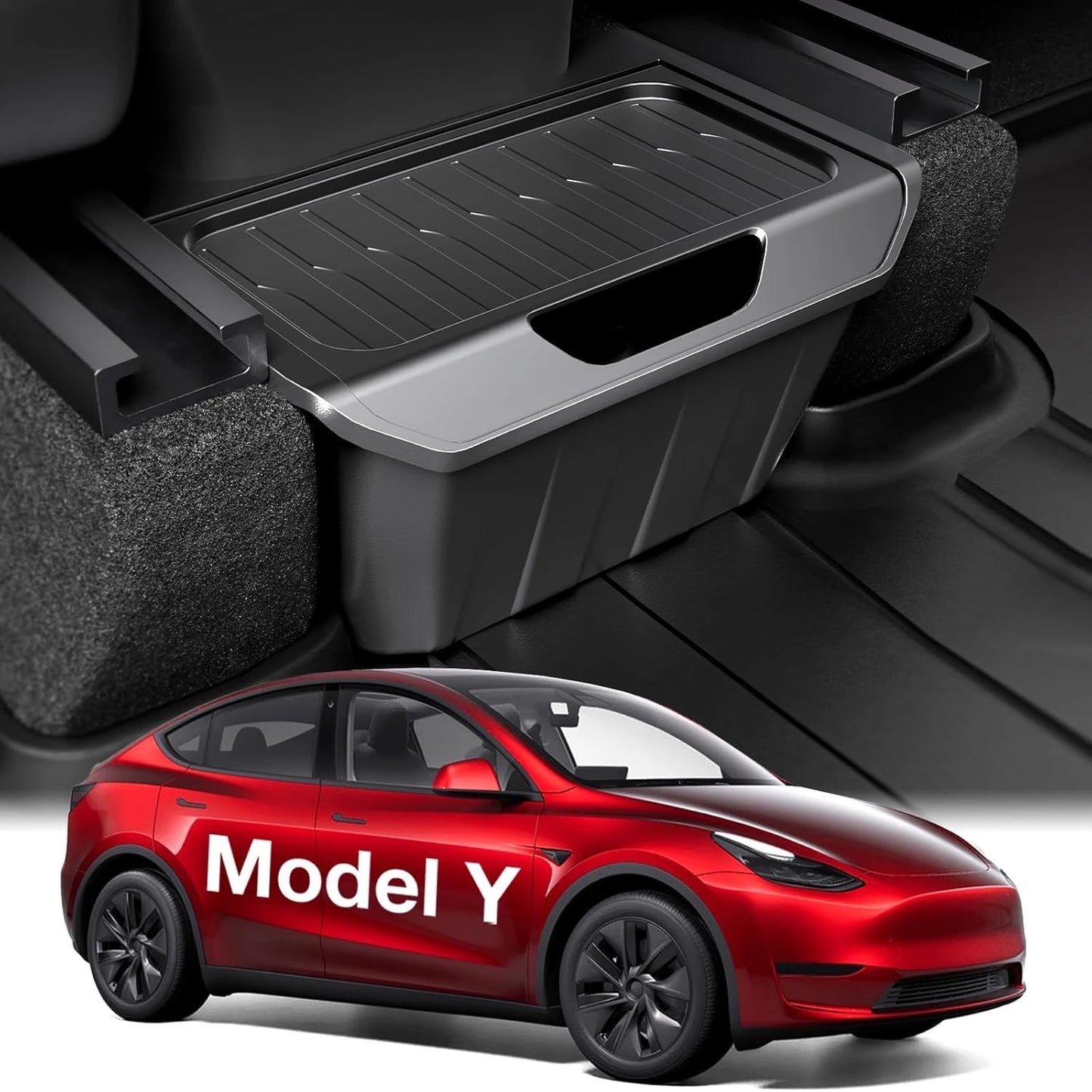 For Tesla Model Y TPE Rear Seat Storage Box Under Air Vent Organizer Backseat Trash Can Garbage Bag Car Interior Accessories