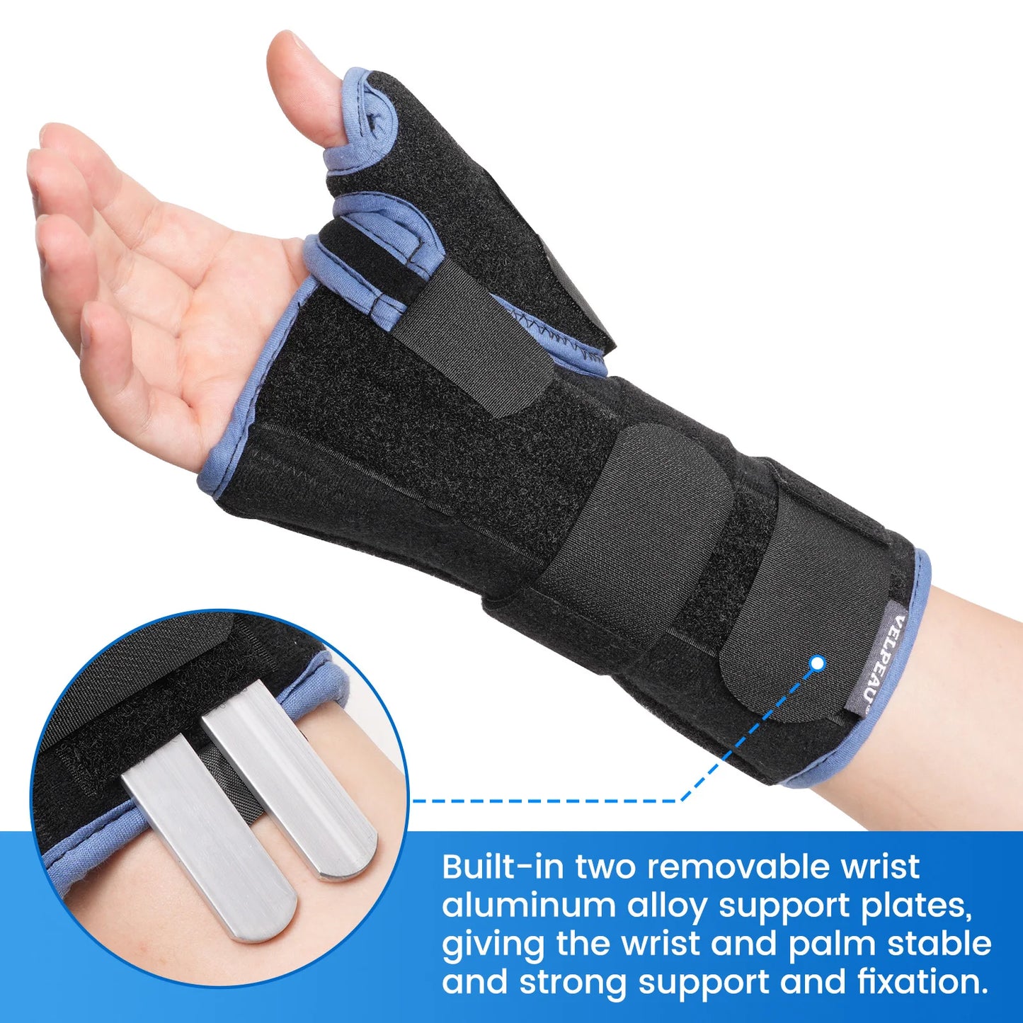 VELPEAU Wrist Splint with Thumb Stabilizer for Tendonitis, De Quervain's Tenosynovitis and Arthritis Pain, Wrist Joint Brace