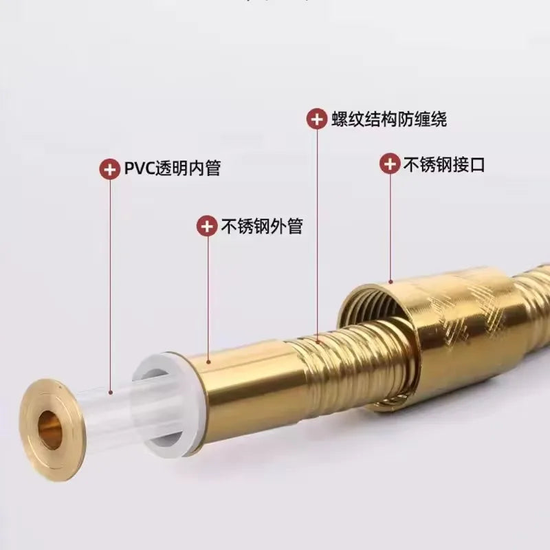 New 1.5m/2m /3m G1/2'' High Quality Flexible Shower Hose Stainless Steel Rust-proof Bathroom Tube Leak-proof Anti-Explosion Pipe
