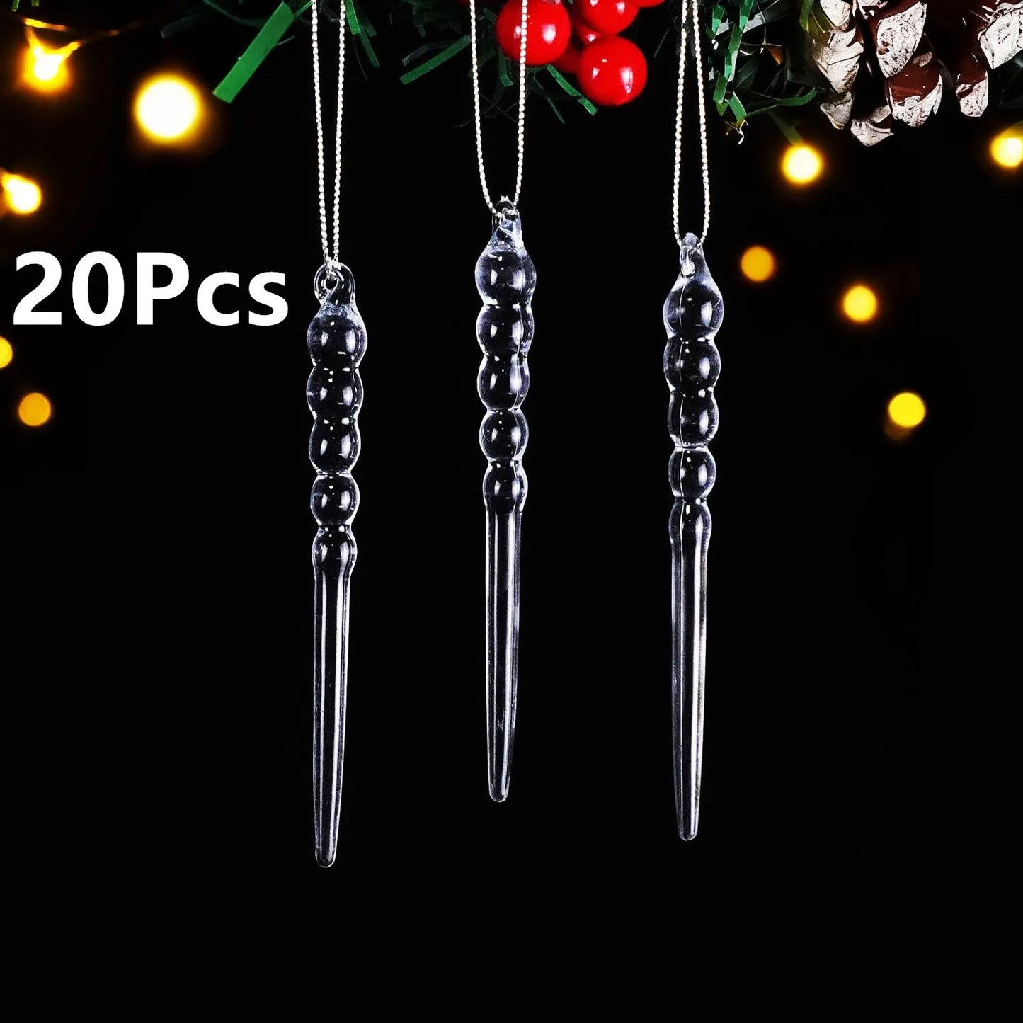20 PCS Transparent acrylic Christmas tree ice column decoration Christmas, New Year, Holiday, Wedding, Winter Party Decoration 5 Various styles of ice pillar ornaments
