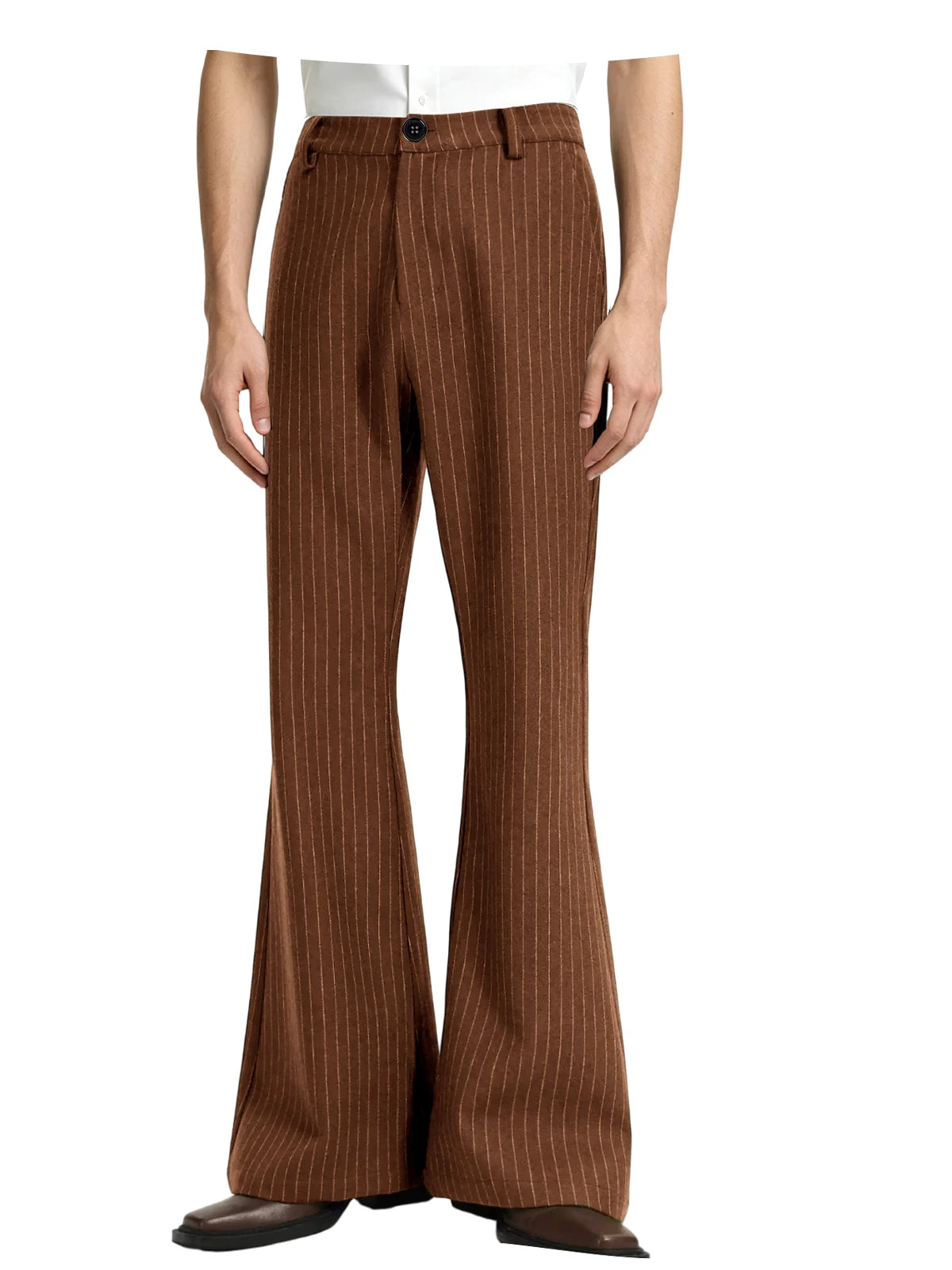 Men's Pinstripe Bell Bottom Pants High Waist Vintage Striped Flared Trousers 60s 70s Disco Outfits for Men Nightclub Party Dance