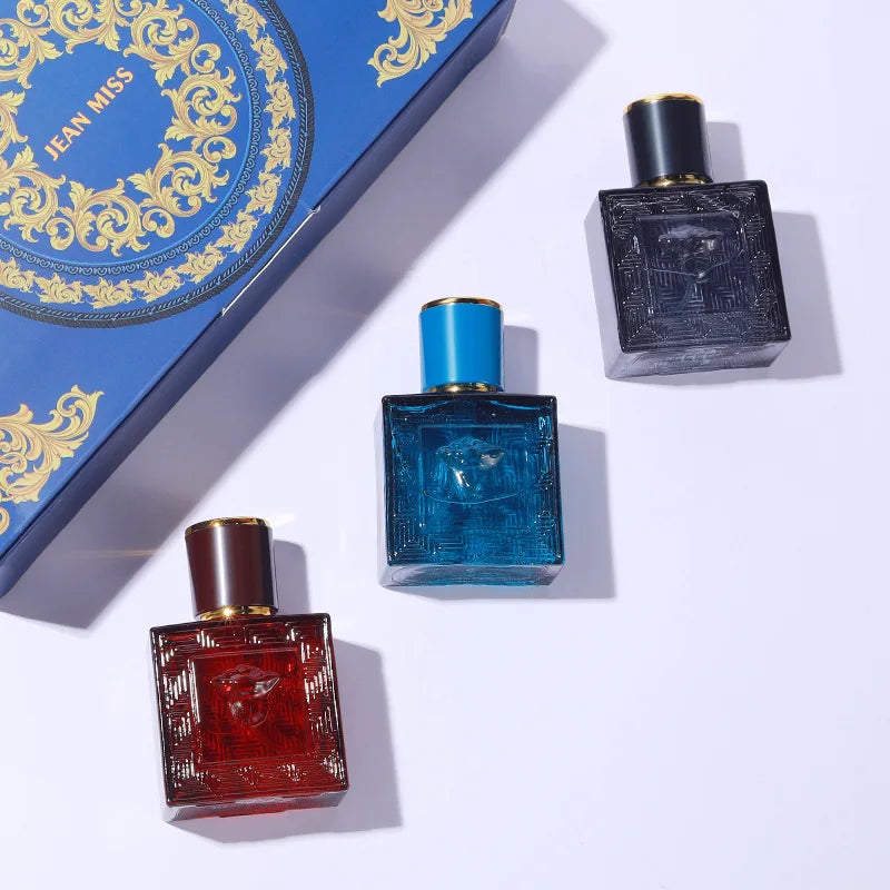 Luxury 3Pcs Men Perfume Gift Set Woody Citrus Ocean Scent Long Lasting Eau de Toilette Portable Travel Spray Present For Dating Office Holiday Birthday
