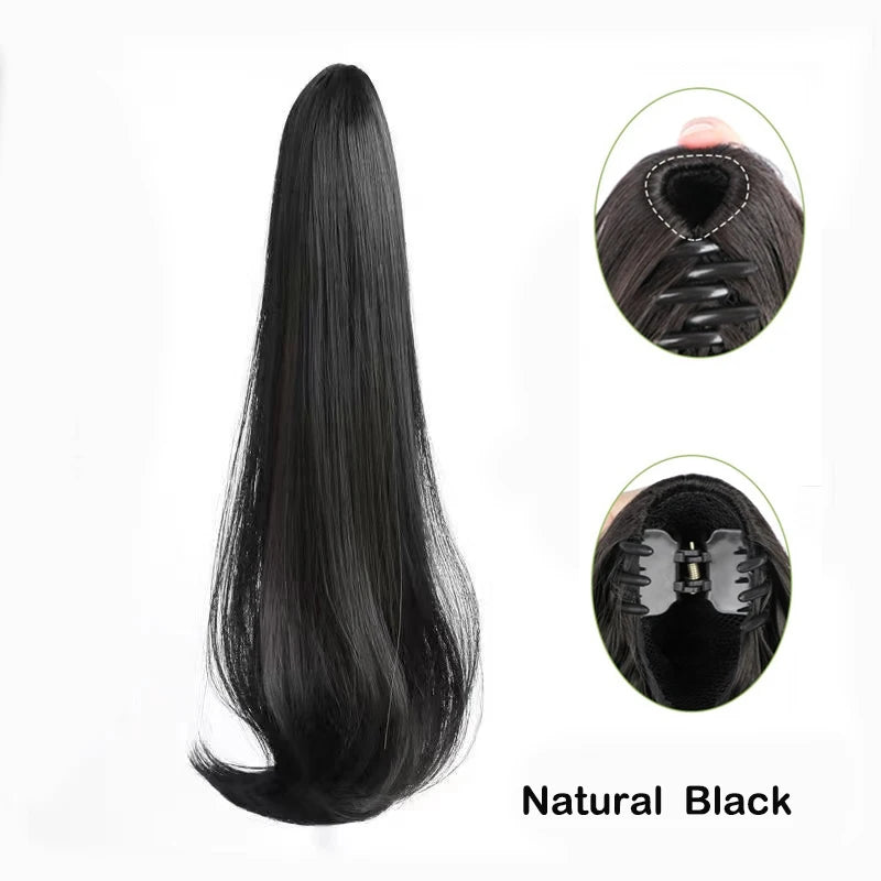 20Inch Synthetic Long Straight Grab Clip In Ponytail Hair Extensions Hairpiece For Women Hair Accessories