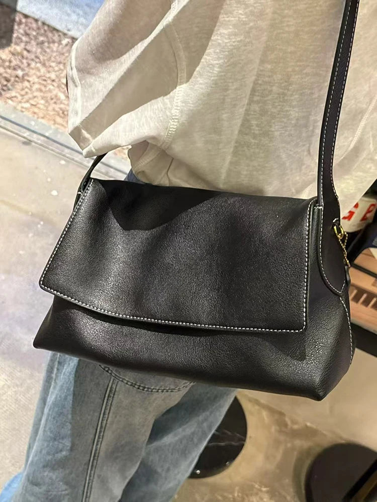 Luxury Brand Genuine Leather Women Shoulder Bags Top Quality Cowhide Leather Underarm Bags Fashion Solid Hobo Flap Chelsea Bags