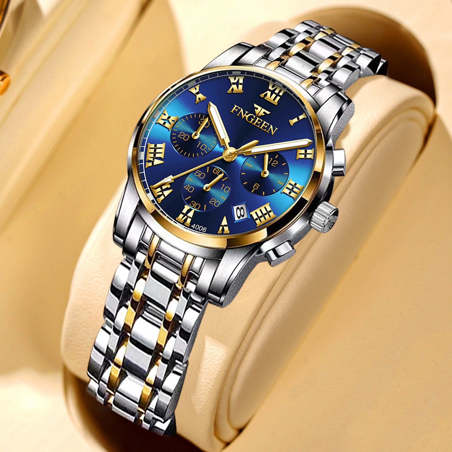 FNGEEN Luxury Quartz Watch Women Elegant Stainless Steel Watch Luminous Waterproof Date Wristwatch Ladies Dress Watch  Ms4006