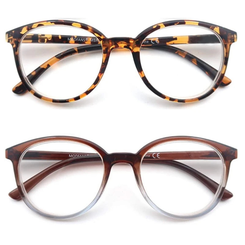 MODFANS Reading Glasses For Women and men,Classic Round Sunglasses Readers Frame with Spring Hinge Eyeglass Diopter+0.5 ~ +4.0