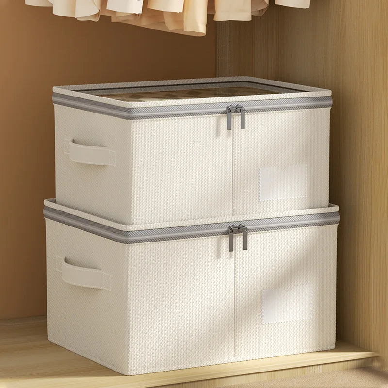 Large Capacity Clothing Storage Box Foldable Storage Bin For Down Jacket Quilt Organizer Box with Lid Bedroom Wardrobe Organizer