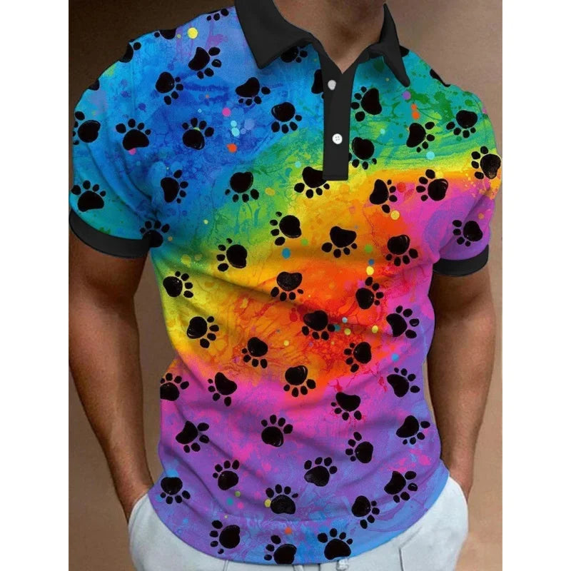 New Men'S Polo Shirt 3d Rainbow LBG Printed Men Clothing Summer Casual Short Sleeved Loose Oversized Shirt Street Fashion Tops