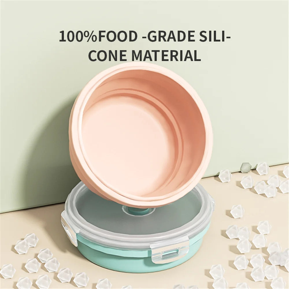 Collapsible Food Storage Container with Lid Portable Silicone Food Container Microwave Freezer Safe Lunch Box