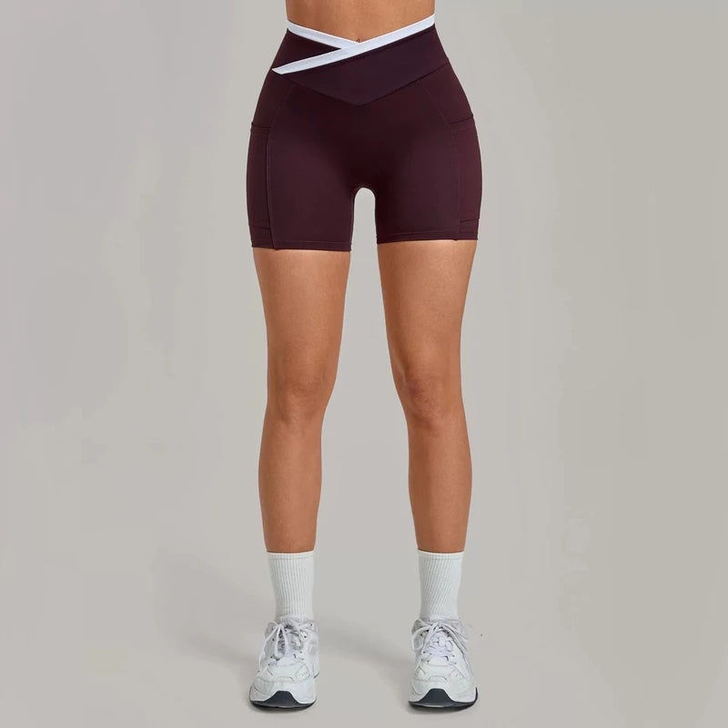 Wholesale Running Gym Shorts for Woman Sportswear Pilates Yoga Clothes Fitness and Training Apparel Activewear Red Purple 12197