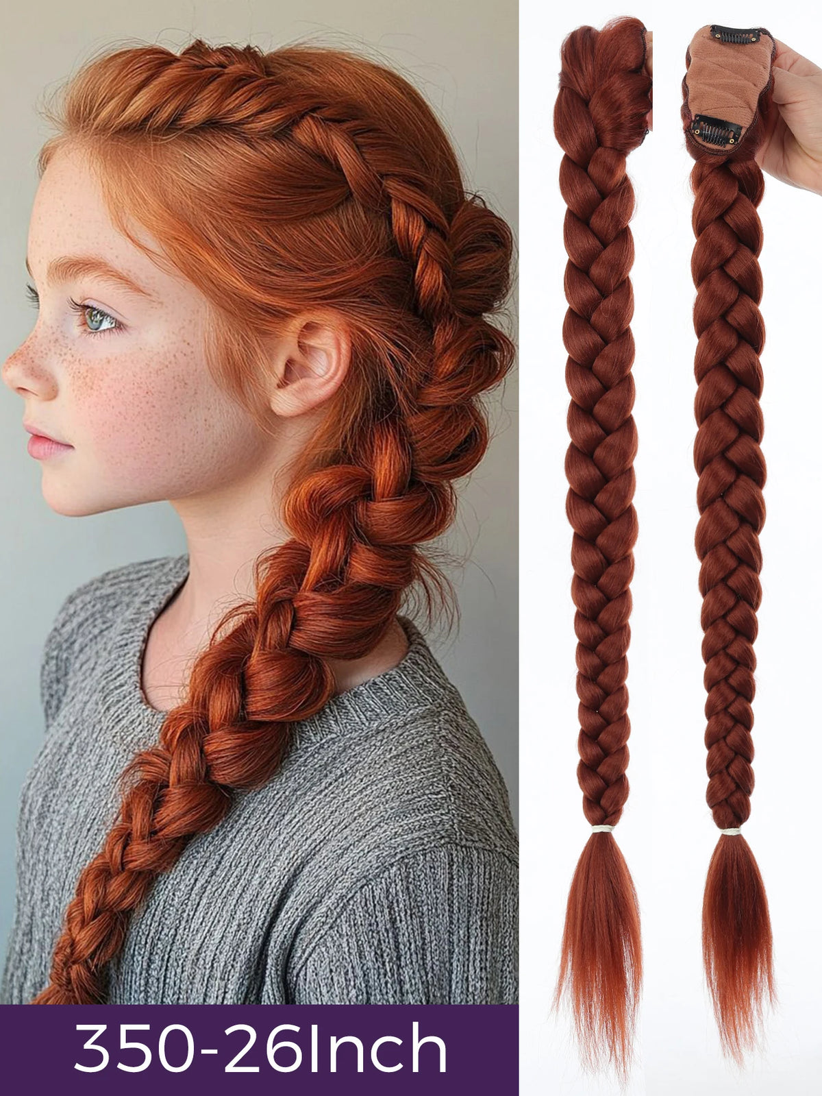 32inch Braided Purple Hair Ponytail with Tinsel Hair Wig Super Extensions Shiny Tinsel Hair for Kids Christmas Cosplay Rumi Hair