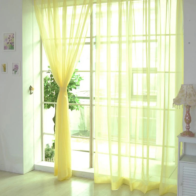 Transparent Window Gauze Solid Color Wedding Glass Gauze Household Products Light Luxury Style Easy To Install Curtains