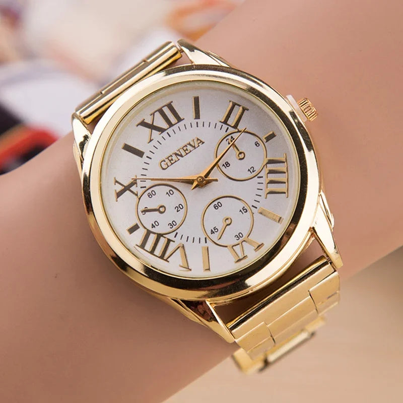 MAYZHISU Casual Quartz Watch for Women Deco 3 Eyes High-end Light Luxury Women Watches Stainless Steel Ladies Wristwatch Clock