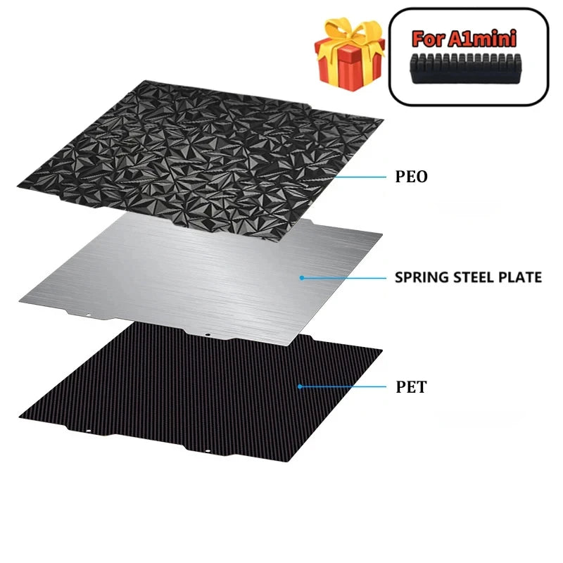 For Bambu Lab A1 Mini Build Plate Double Sided H1H PEY PEO PET PEI Bed Spring Steel Sheet Pei Sheet 184x184 for Bambulab A1 Mini