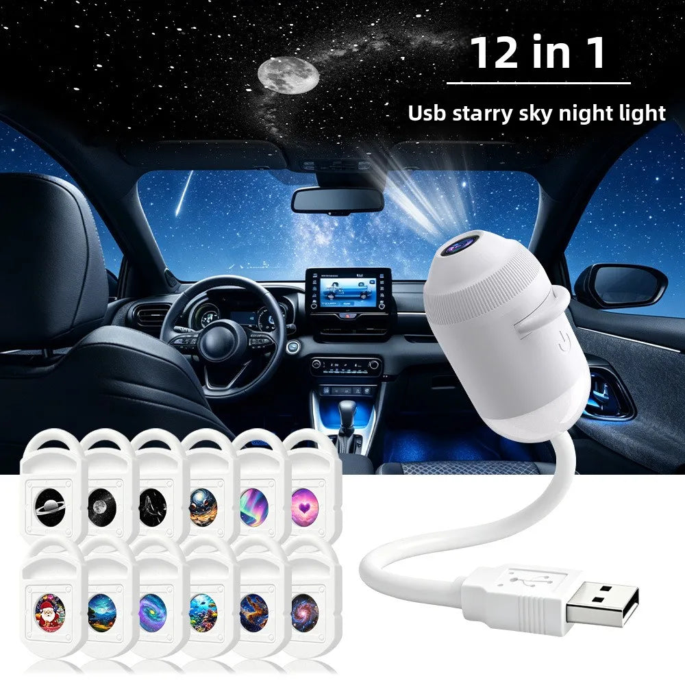 USB Starry Sky Projector Light, Adjustable-Angle Car Ambient Light,Decorative Light for Bedrooms, Living Rooms,and Car Interiors