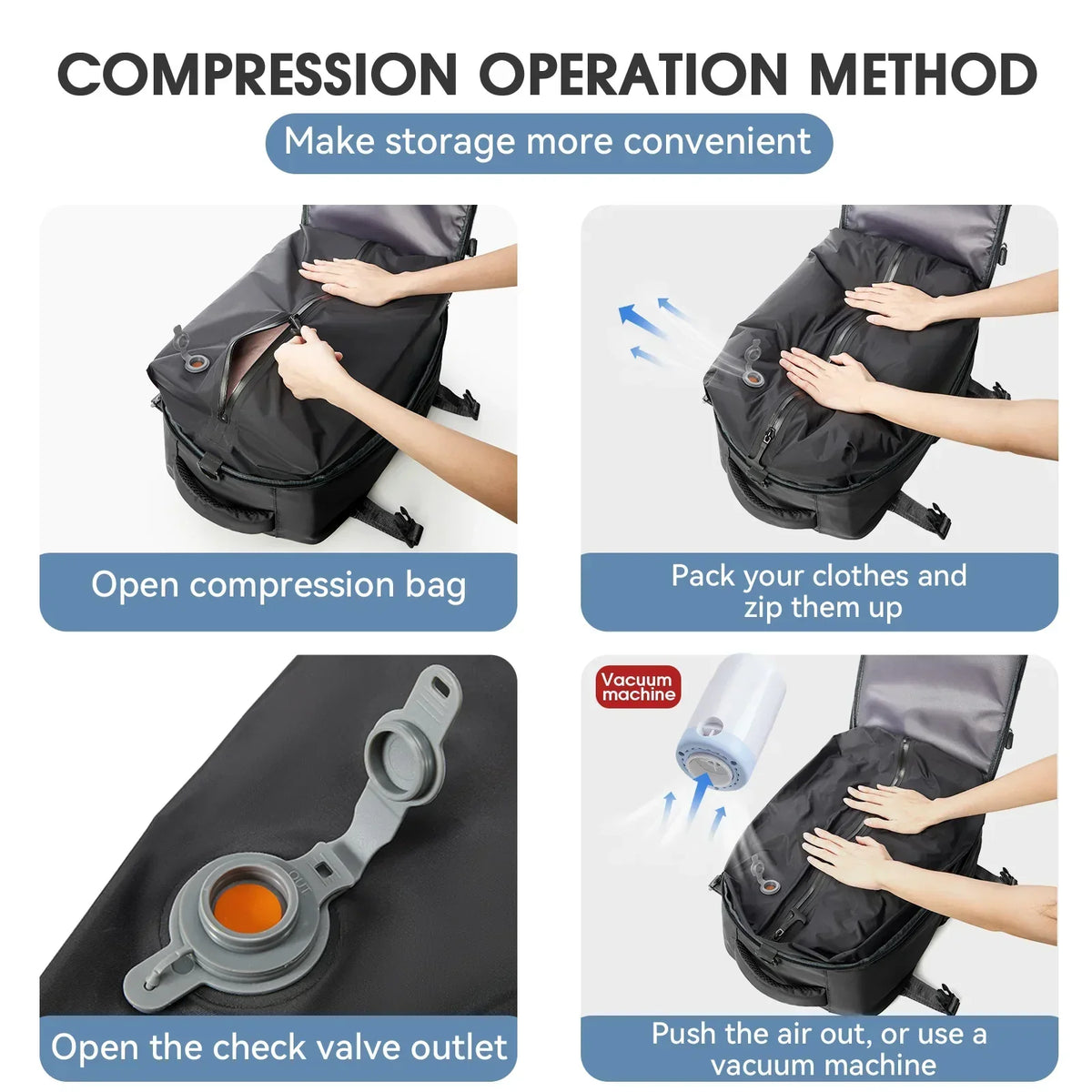 Vacuum Large Capacity Travel Backpack