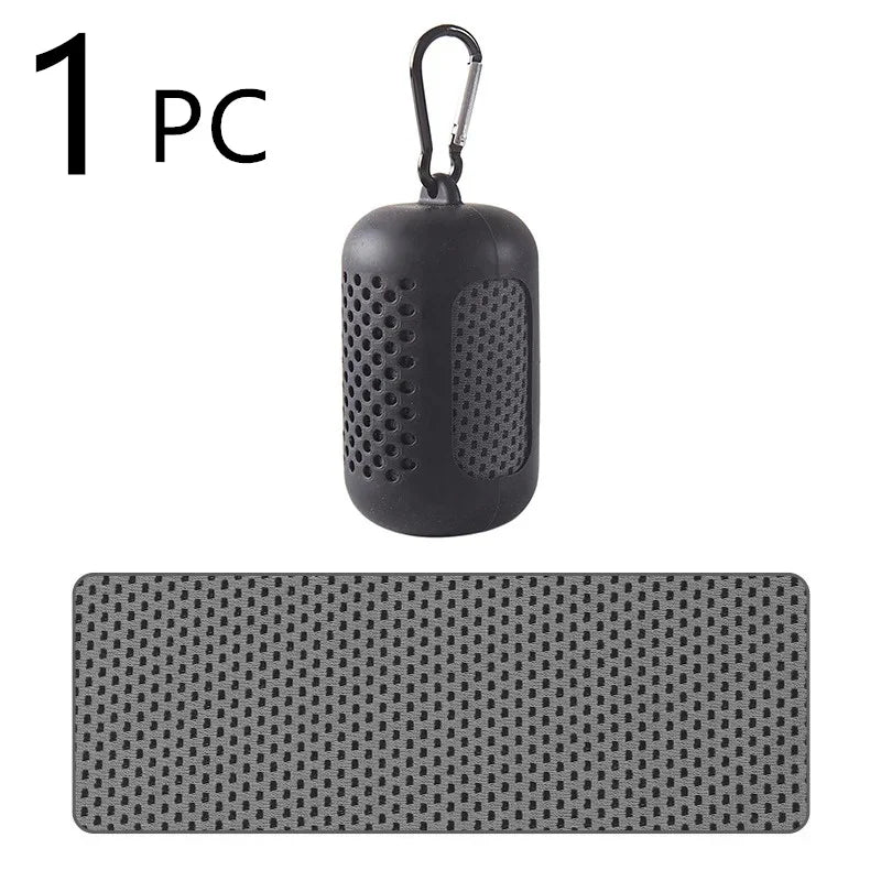 1Pcs Quick-Drying Sports Towel with Storage Box and Cooling Ice Blanket for Outdoor Fitness and Camping Cycling Hiking