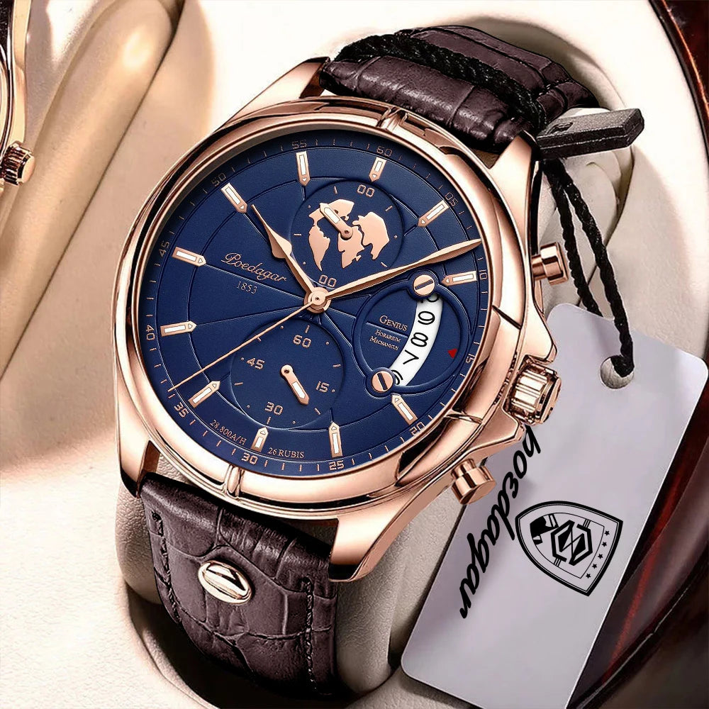 POEDAGAR Luxury Original Man Watch Chronograph Date Waterproof Men Wristwatch