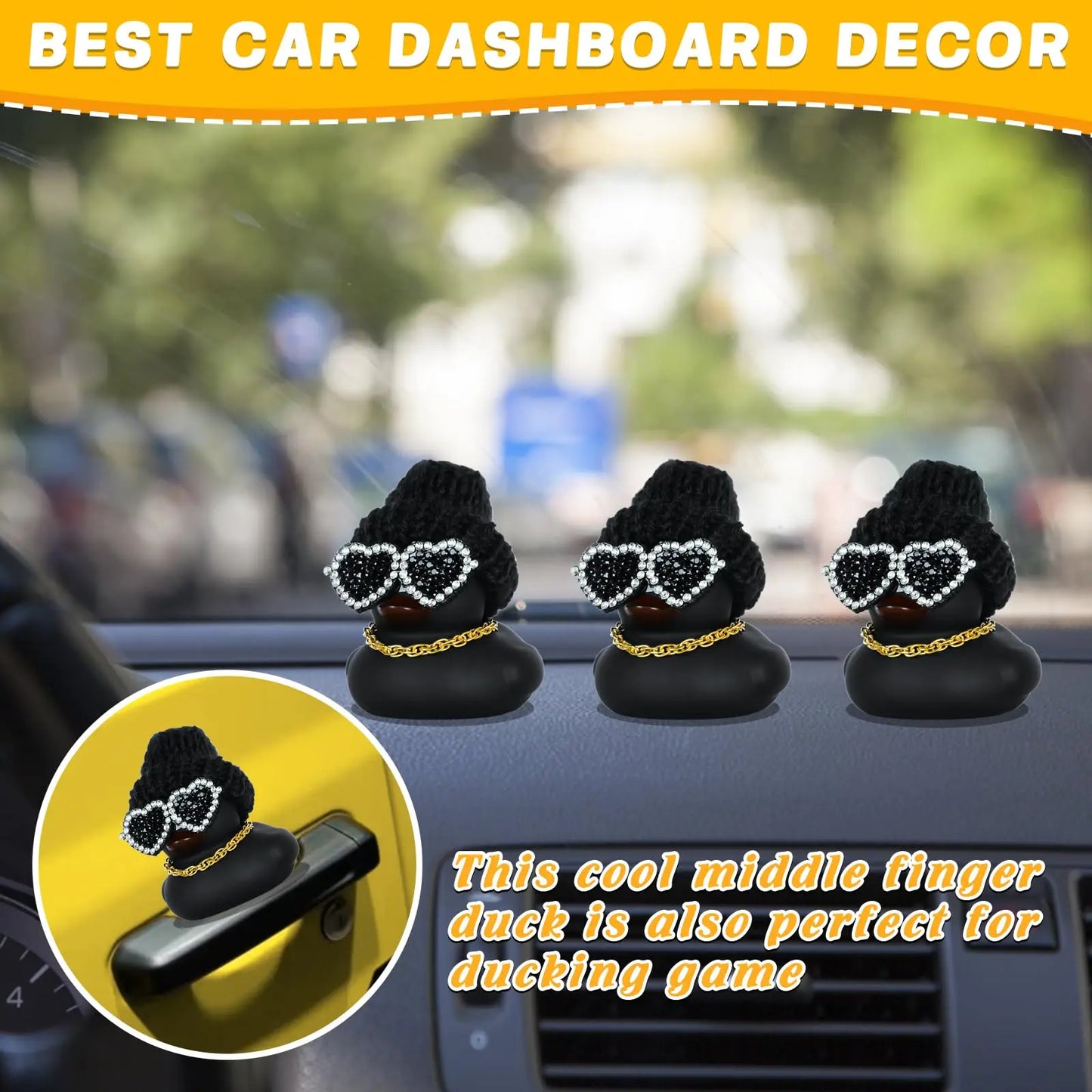 Cowboy Rubber Duck Car Ornament for Jeep Duck Car Dashboard Decorations Rubber Duck Car Accessories