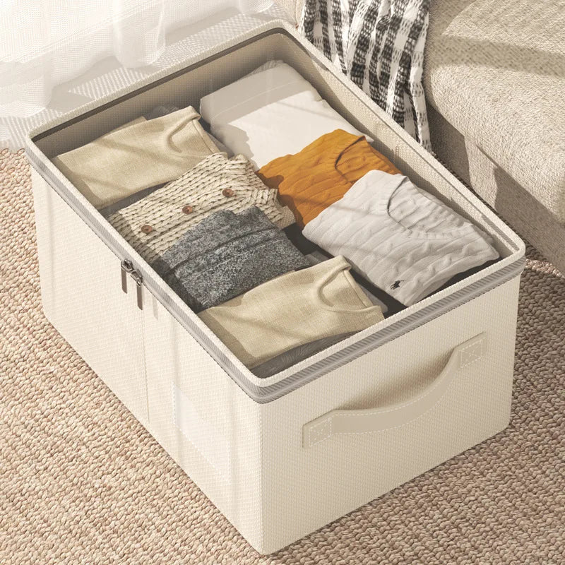 Large Capacity Clothing Storage Box Foldable Storage Bin For Down Jacket Quilt Organizer Box with Lid Bedroom Wardrobe Organizer