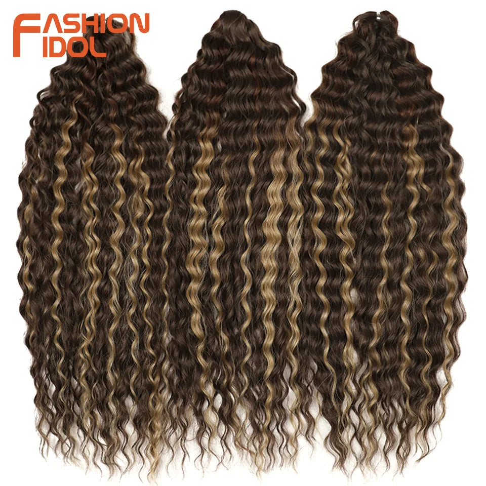 LOVE ME 22 Inch 300g/3pcs Ariel Curl Hair Water Wave Twist Crochet Hair Synthetic Ombre Rainbow Color Braiding Hair Extensions