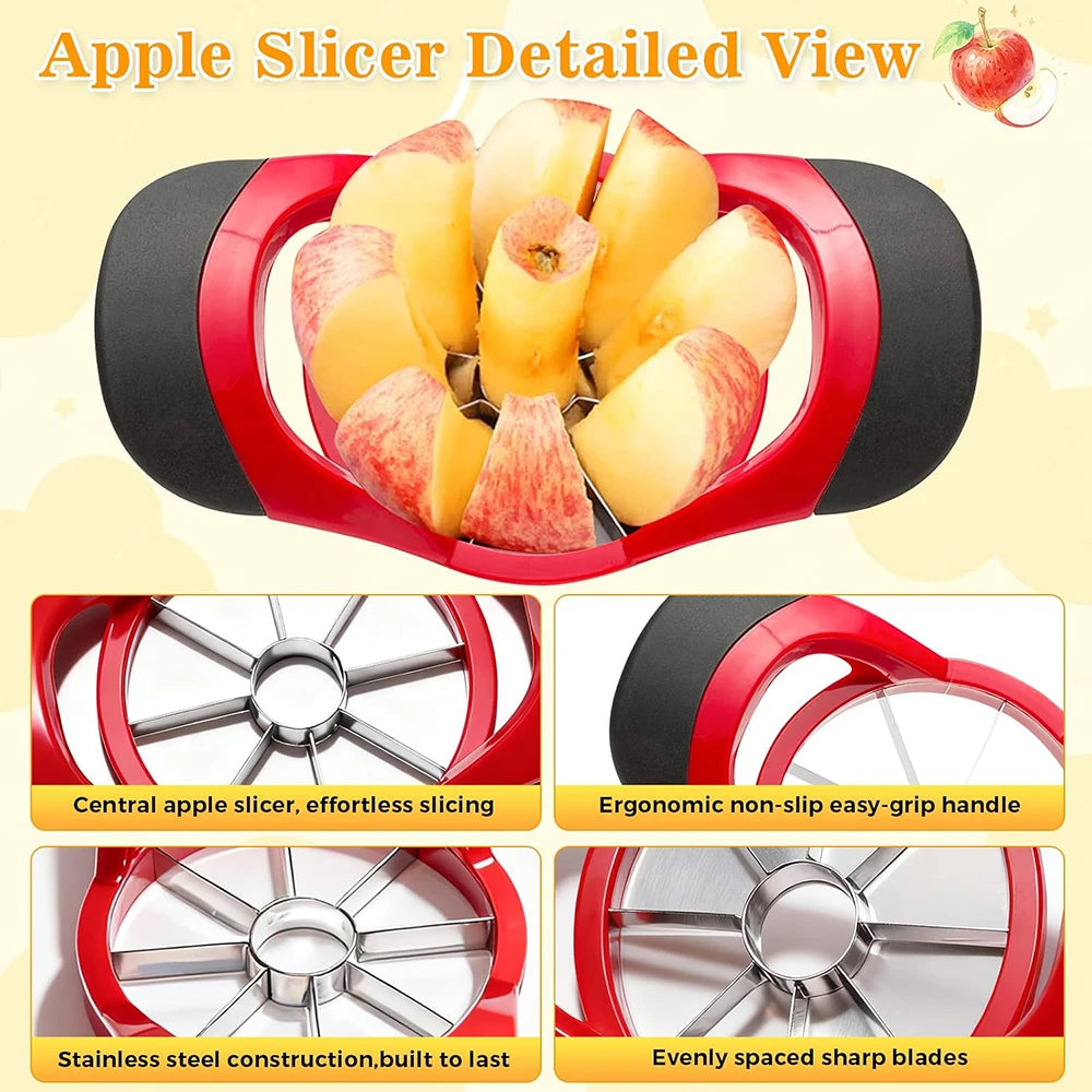 Stainless Steel Apple Slicer & Corer, Super Sharp Apple Cutter Peeler, Multifunctional Kitchen Tool for Fruit Cutting