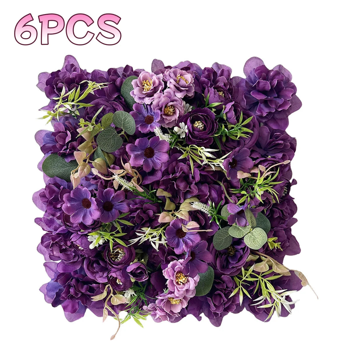 6Pcs Flower Wall Panels 3D Artificial Rose Wall Backdrop for Wedding Bridal Shower Party Photo Photography Background Decor