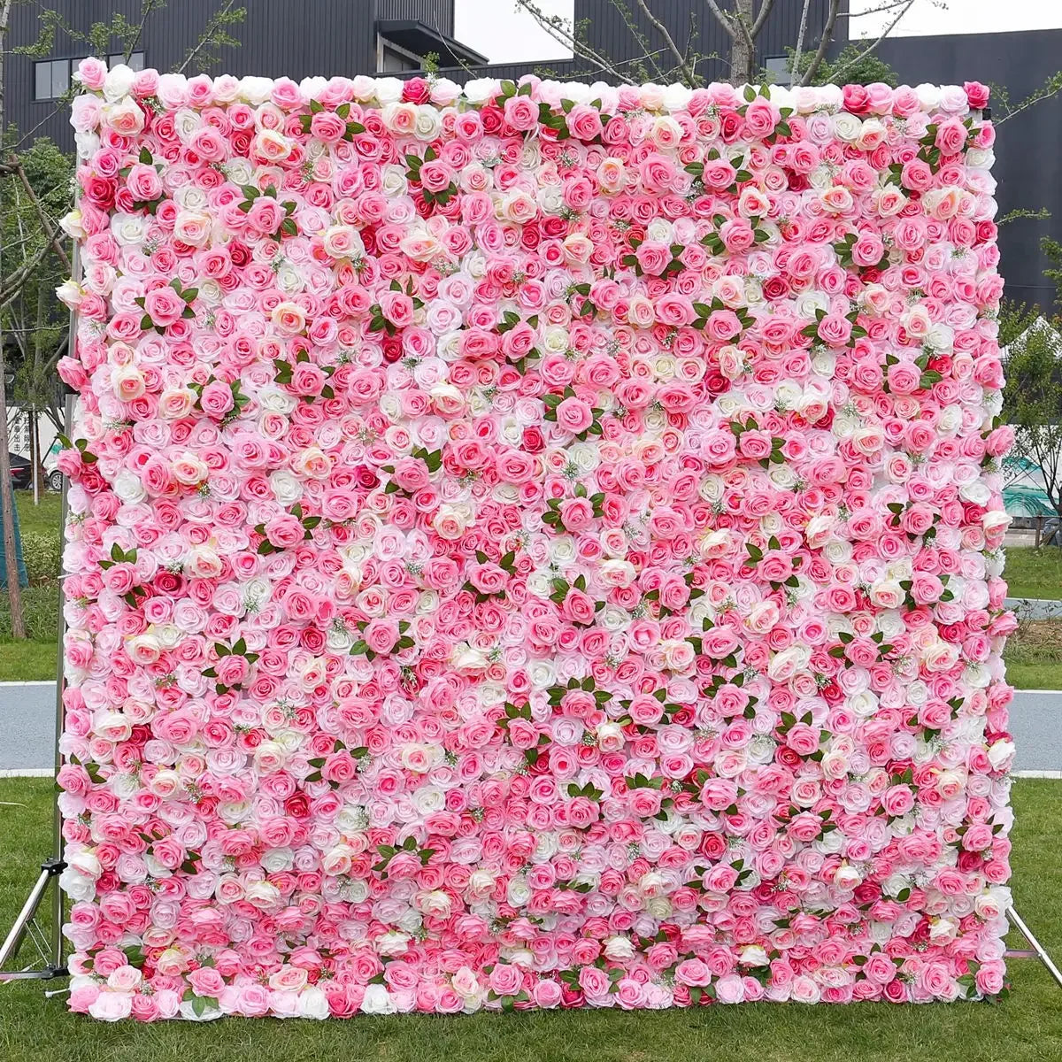 5D White Rose Cloth Flower Wall Artificail Fabric Roll Up Hydrangea Floral Wall Wedding Backdrop Decor Hang Curtain Photo Props