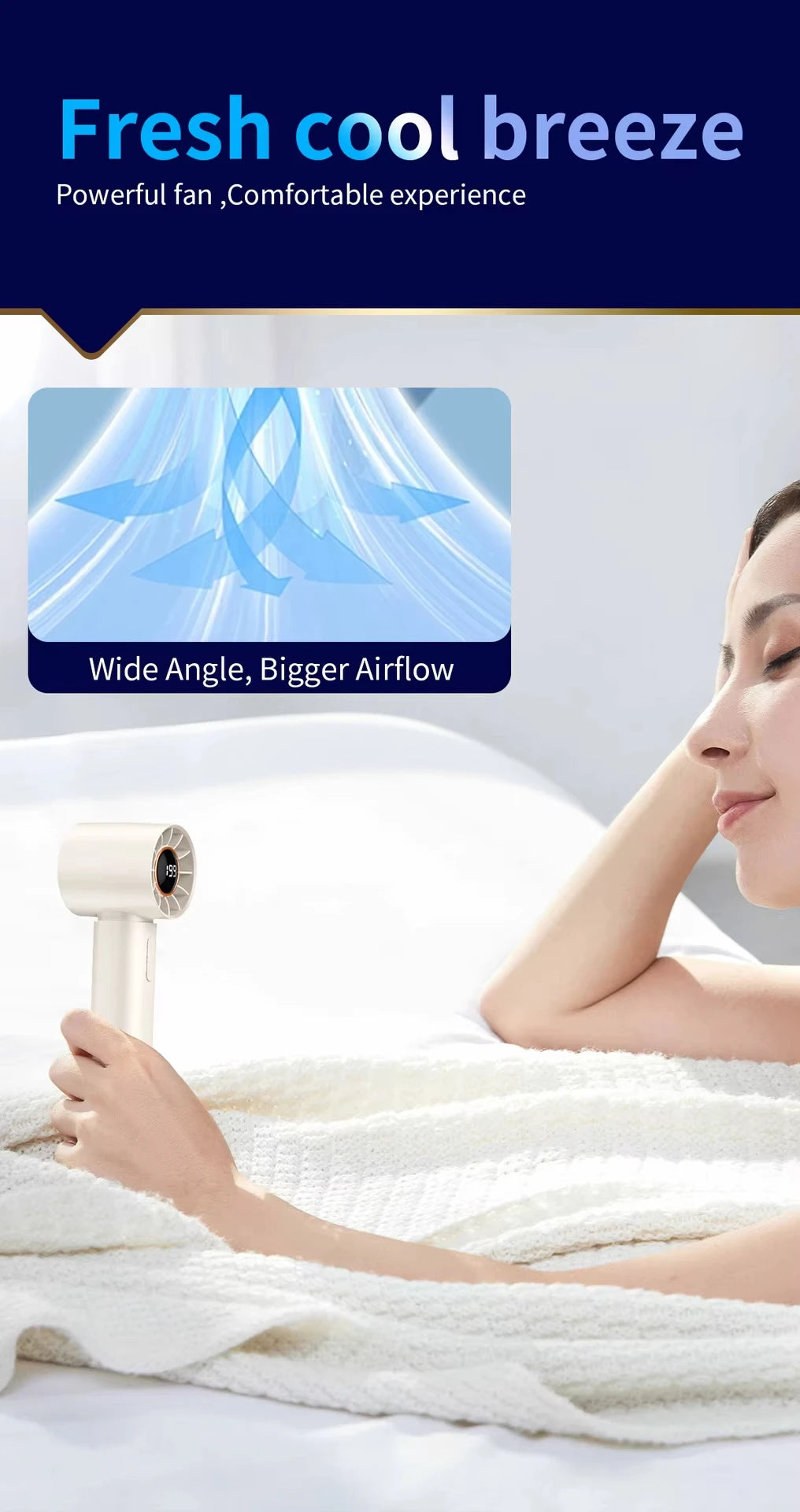 Mini High-speed Handheld Fan Type-c Charging Digital Display Portable Desktop Folding Hanging Camping Violent Turbo Fan