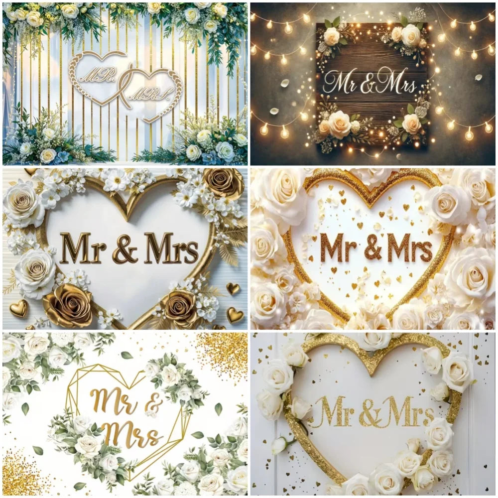 Wedding Party Decoration Photography Background Mr. and Ms. Flower Wall Wedding Ceremony Supplies Backdrop Exhibition Hall Props