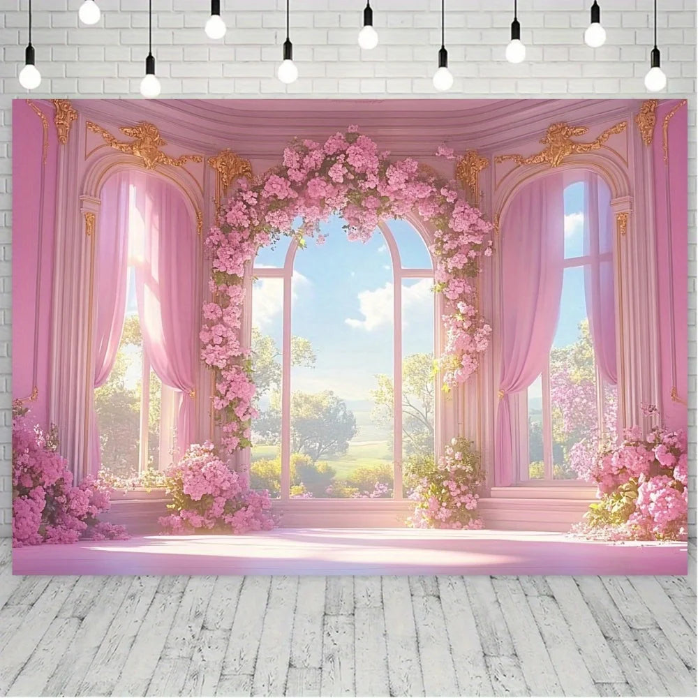 Spring Rose Polyester Fabric Background Wall - Elegant Flower Wedding Party Decoration
