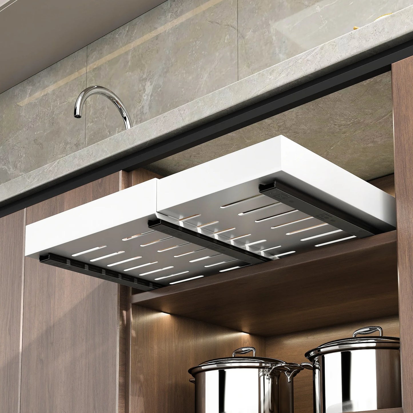 Pull Out Cabinet  Storage Rack with Adhesive Expandable Slide out Drawers for Kitchen Under Sink Organizer , Storage Shelf
