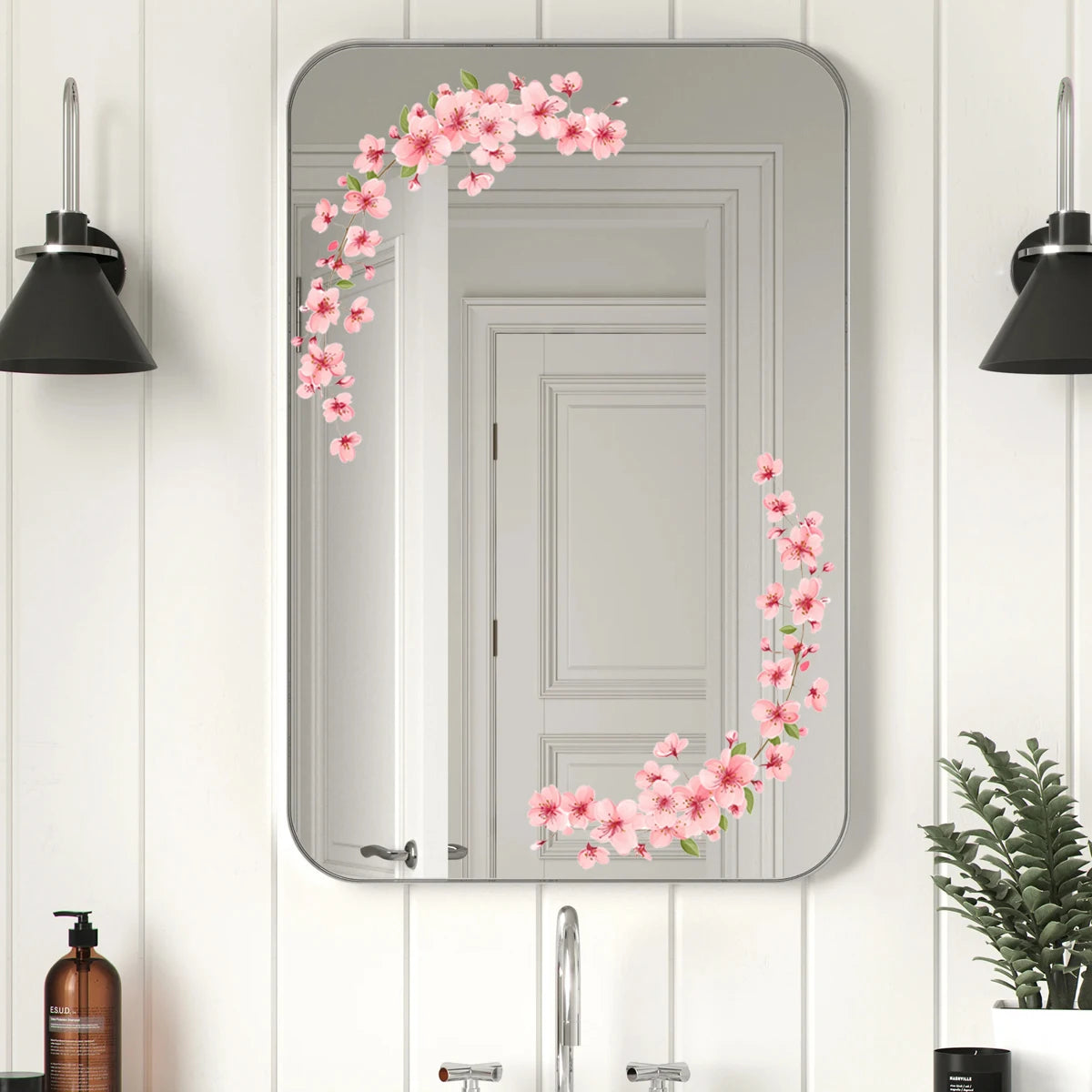 1PC Creative floral window stickers with cute peach blossom patterns, suitable for decorating living rooms, bedrooms, home furni
