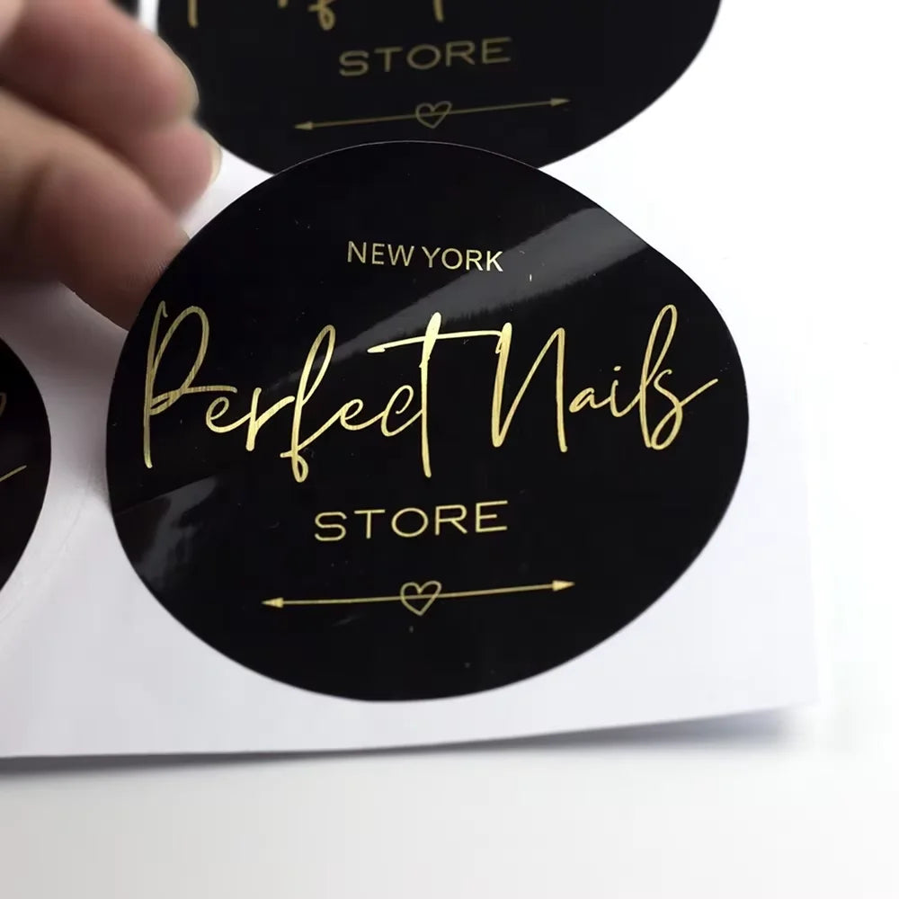 100pcs Custom Your LOGO Label Sticker Waterproof Vinyl Die-Cut Round Personalized Design Candy Wedding Sticker 2cm-10cm