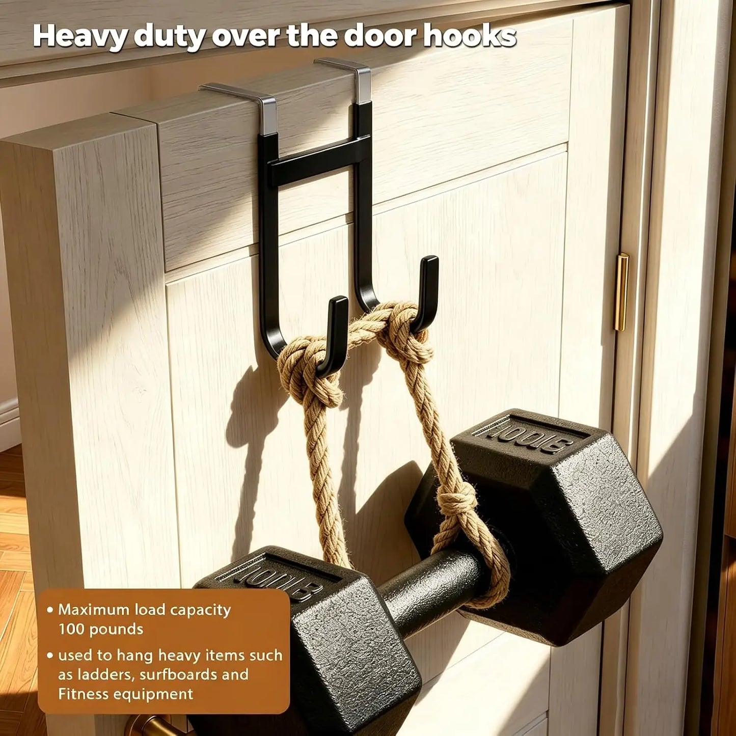 Over-the-Door Hooks, 2 Pack Heavy Duty Anti-Scratch Rubber Hooks,Space Saving Organizer for Coat, Towel, Bag, Bathroom, Bedroom