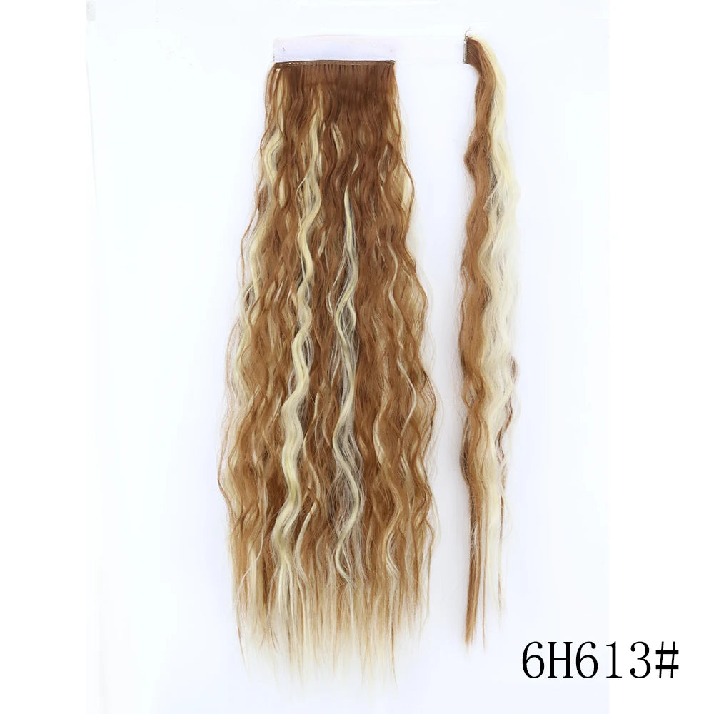 LISI GIRL Synthetic Hair 22''34'' Long Straight Ponytail Wrap Around Ponytail Clip in Hair Extensions Black Hairpiece Headwear