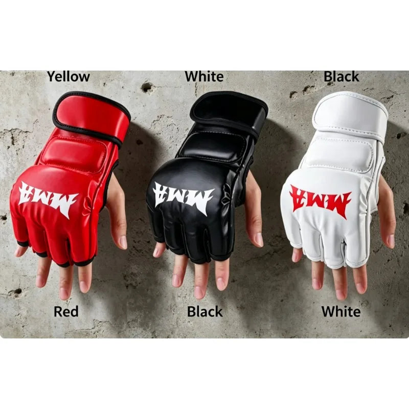 Professional Boxing Training Fitness Gloves Half Finger Leather Cushion for Adult Sanda Boxing UFC Training Sandbag Knuckles
