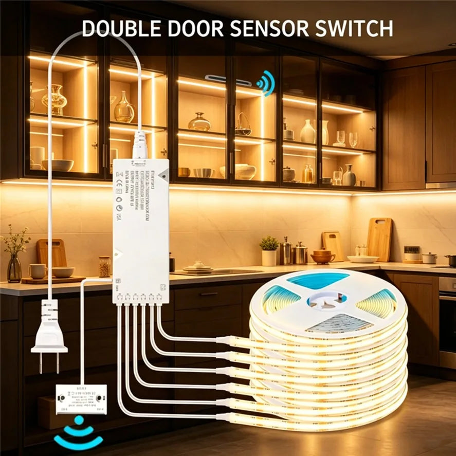 1~6PCS LED Strip Light Door-opening Sensor Sync Control Wine Cabinet Wardrobe Closet Decor Under Cabinet Collection Display Lamp