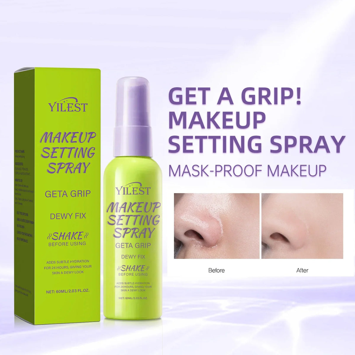 Oil-Free Setting Spray for Oily Skin – Controls Shine, 12H Long Wear, Matte Finish, Non-Comedogenic & Lightweight Formula