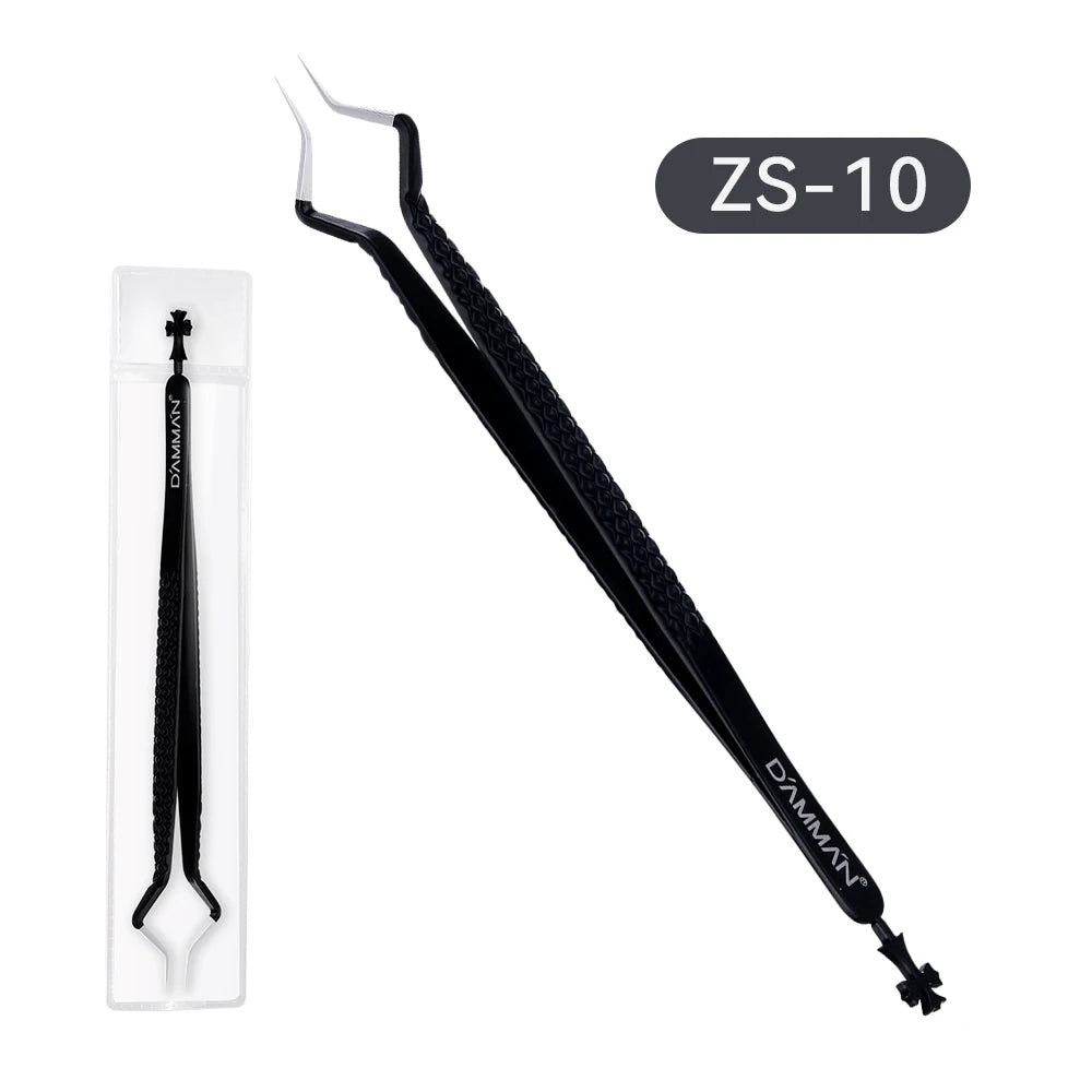 DAMMAN Fiber Tip Lash Extensions Tweezers Professional Anti-slip Eyelash Tweezers Stainless Steel Lash Tweezers Makeup Tools
