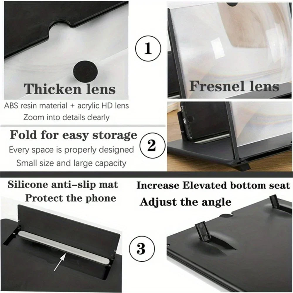 Phone Screen Magnifier for Smartphones HD Video Amplifier Stand Bracket 3D Cell Phones Screen Magnifier Mobile Phone Accessories