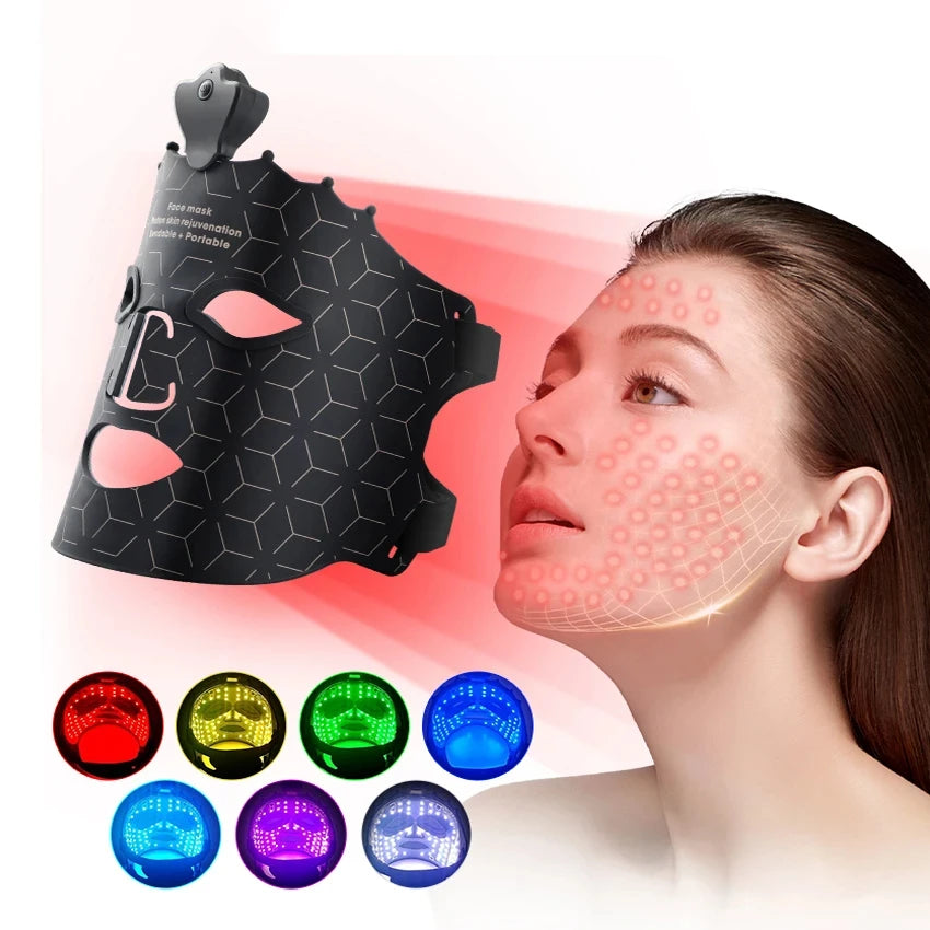 Portable Silicone Light Therapy Mask 7 Color Led Mask Light Therapy Skin Care Led Mask Light Therapy Red Light Mask for Beauty