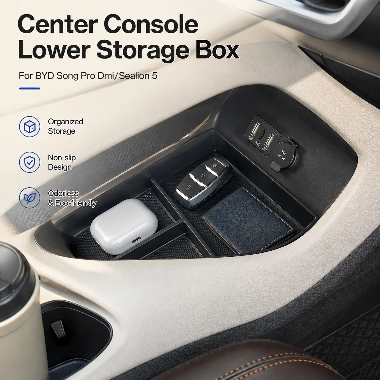 For BYD Song Pro Dmi/Sealion 5 Center Console Armrest Silicone Storage Box 2022-2025 Non-Slip Organizer Interior Car Accessories